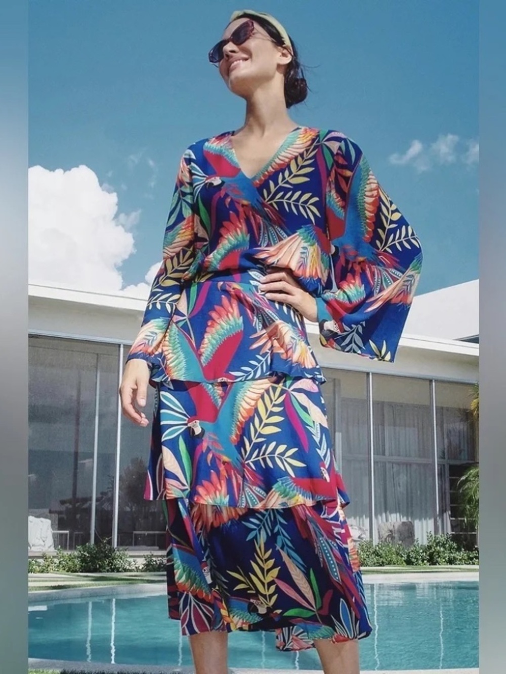 Farm Rio Blue Parrot Top XS